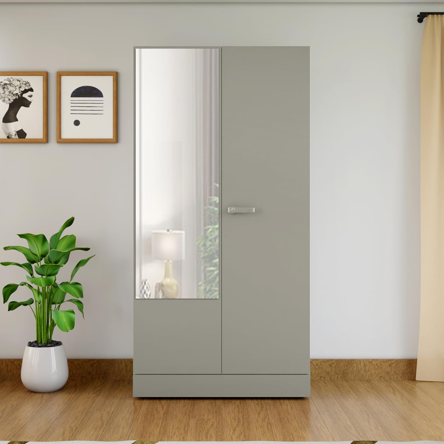 Interio by Godrej Auraline® Women Basic 2-Door Steel Almirah with Mirror (London Fog), 1-Year Warranty, 1 Drawer-image-42