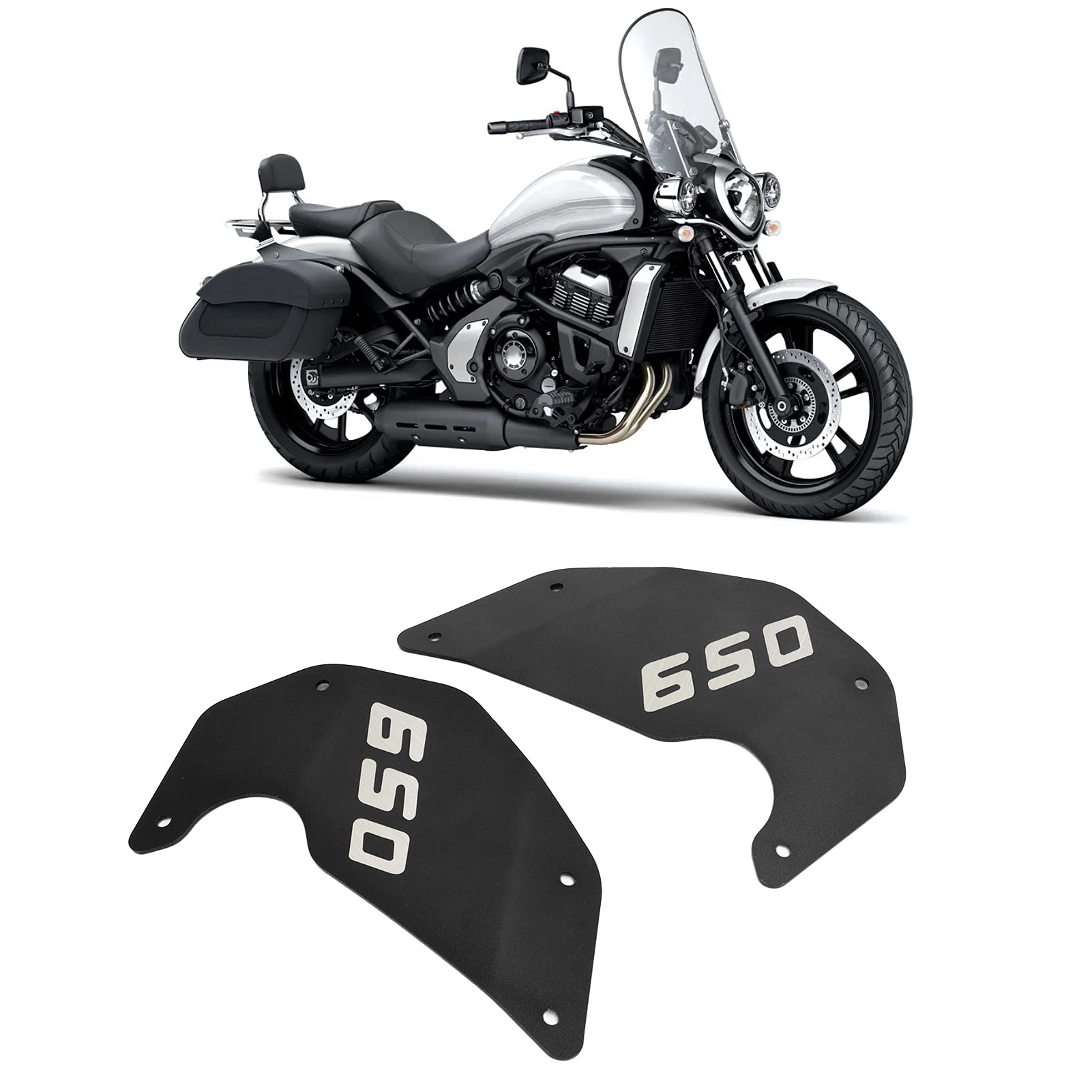 Plaque de Panneau de Cadre de Couverture Latérale de Moto, Protection Durable et Brillante en Allia D'aluminium pour Vulcan S 650 2015 – 2021 (BLACK)
