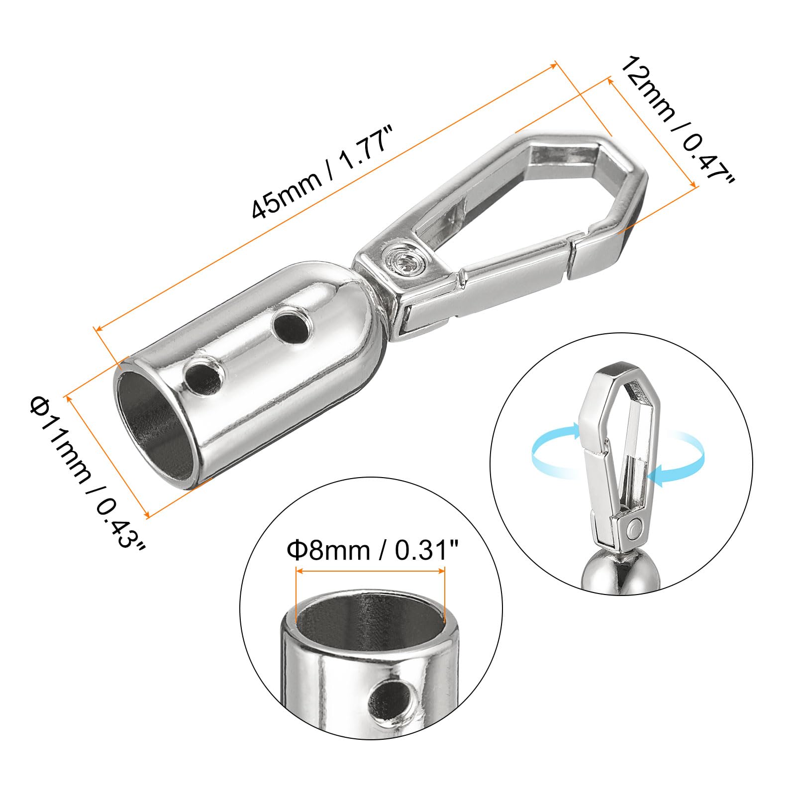QUARKZMAN Cordon Fin Capuchon, 6pcs 8mm/0.32" Fin Capuchon Baril Perles