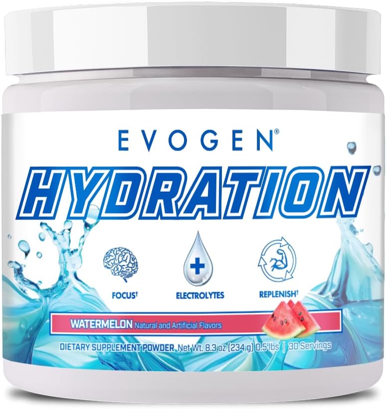 Evogen Hydration – Electrolytes Powder | Sugar-Free Electrolyte Powder Supplement for Hydration, Energy, and Recovery | Coconut Water, B Vitamins, Potassium | Watermelon | 30 Servings