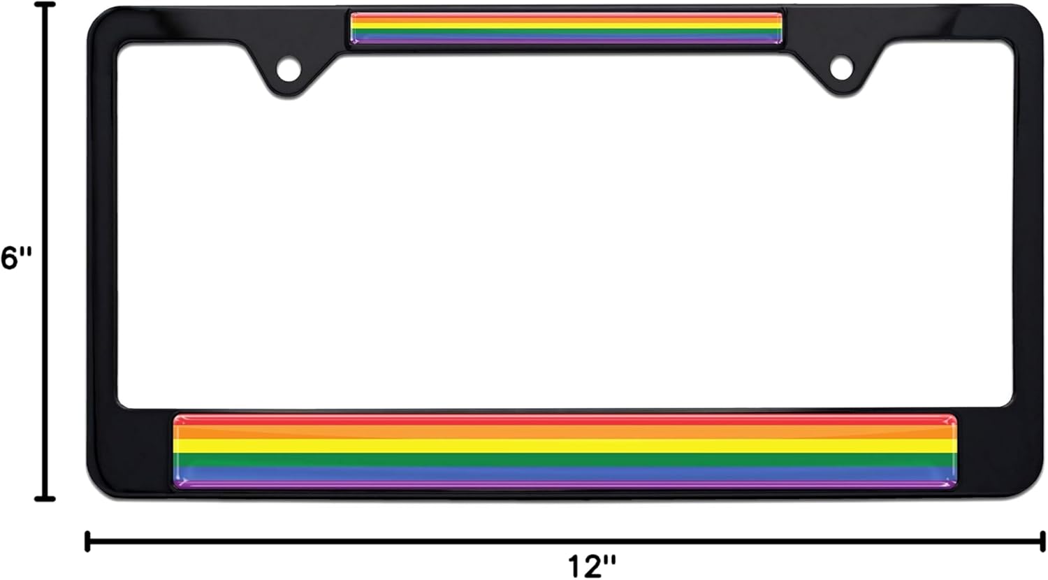 Rainbow Rides - Rainbow Flag Black All-Metal Standard Size License Plate Frame Tag Holder for Cars/SUVs/Trucks Weather-Proof Automotive Accessory
