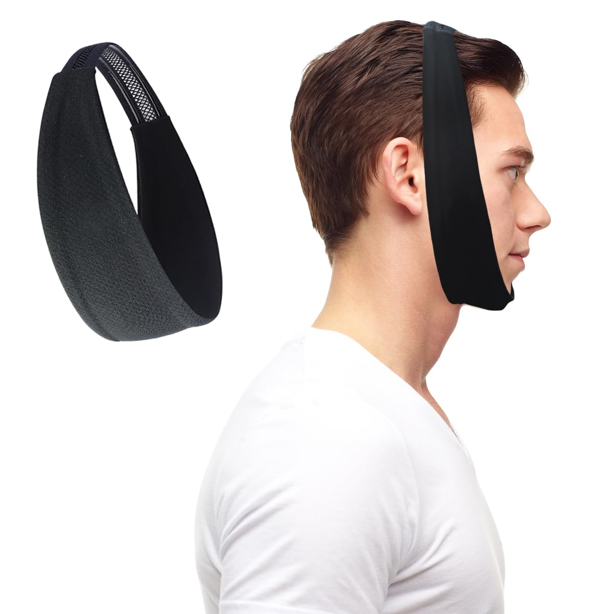 Photo 1 of 1 Pack Black Comfortable Chin Strap for CPAP Users, Chin Strap for Sleeping,Men and Women to Stop Snoring Universal Size- Keep Mouth Closed and Reduce Air Loss for Better Sleep