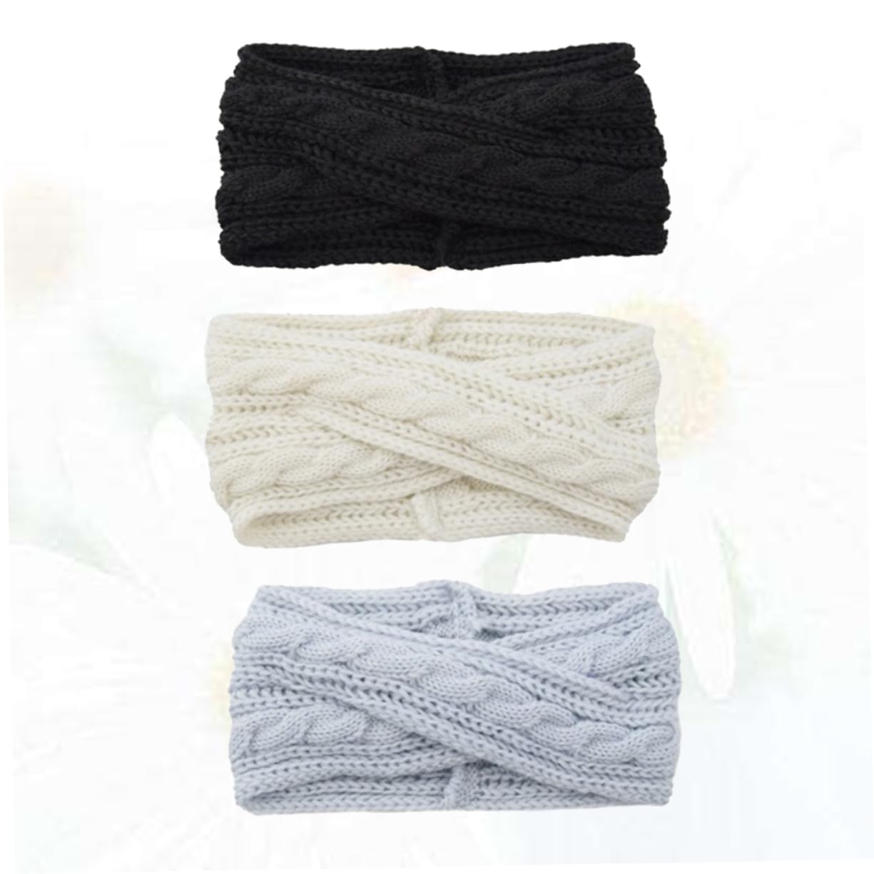 Didiseaon 6pezzi Fasce Per Lana Tricotata Fascia Donna Elegante Con Design Incrociato Accessori Maglia Per Inverno Nero Bianco e Argento
