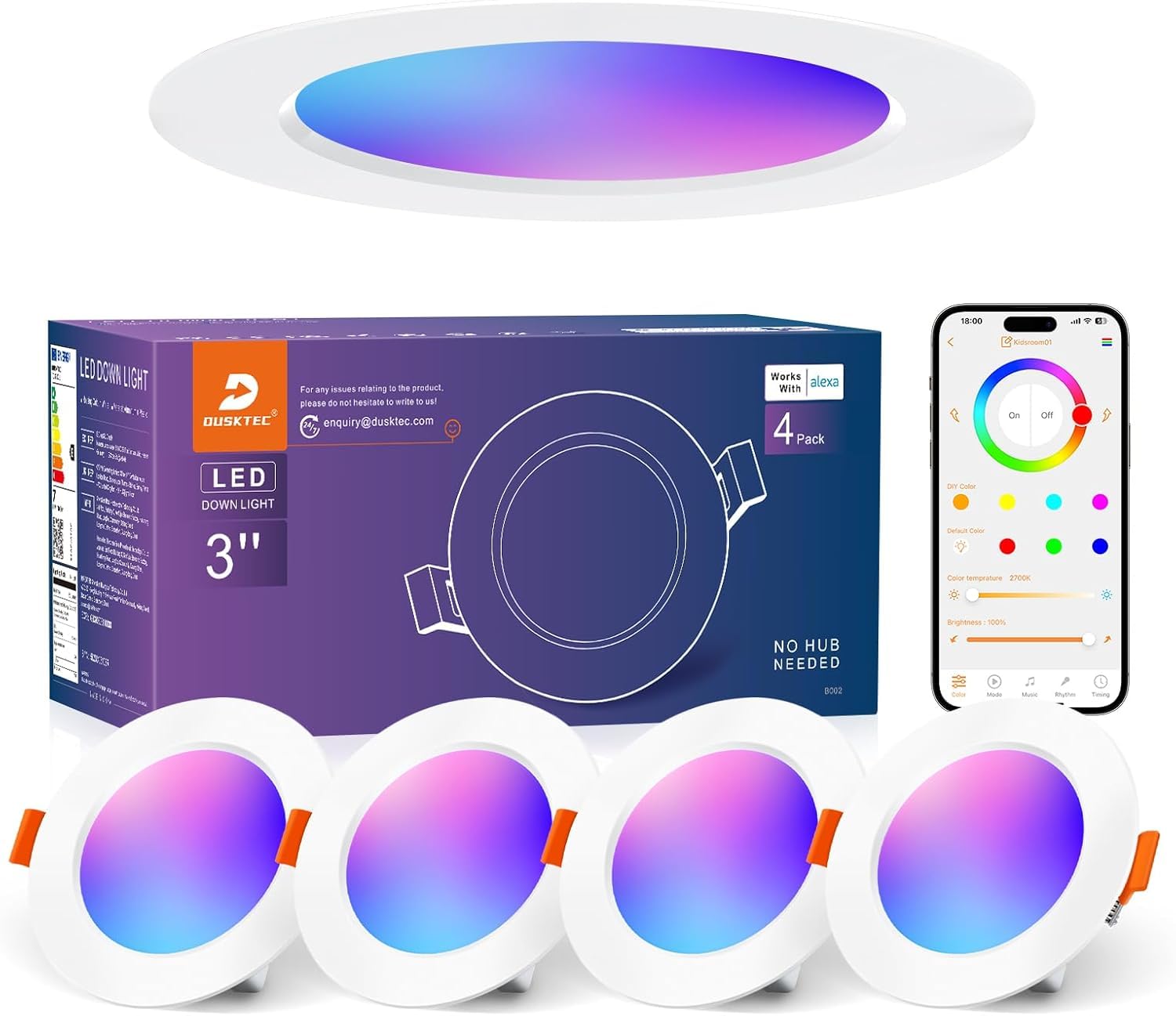 Generico ManGurLumex Set 4 Faretti LED da Incasso Smart, RGB, 7W, 660 Lumen, Compatibile con Alexa