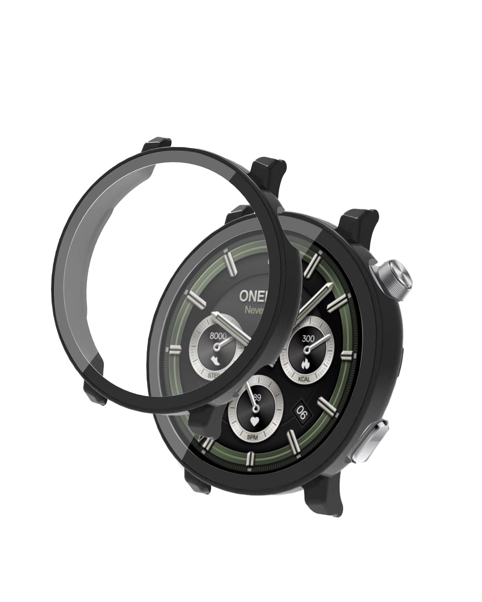 2 Pack for Oneplus Watch3 Smart Watch Case,Ultra-Thin Hard PC Protective Cover with Tempered Glass Film,BOVUGAC Case Cover for Oneplus Watch 3