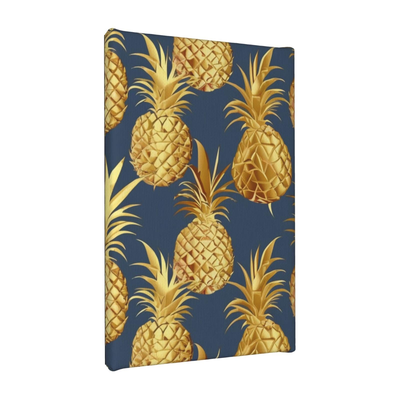 YKLJG gold pineapple background Printed Wall Art Canvas Painting 20x30 CM Wooden Framed Picture Painting Artwork Prints for Bedroom Kitchen Home Office Decor
