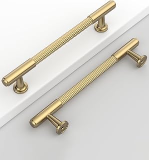 Champagne Bronze Cabinet Handles Kitchen Pulls 5 Inch 10 Pack | Zinc Alloy, 128mm, Warm gold hardware bar pulls for kitchen, cabinet updates, drawers, dressers CK0092