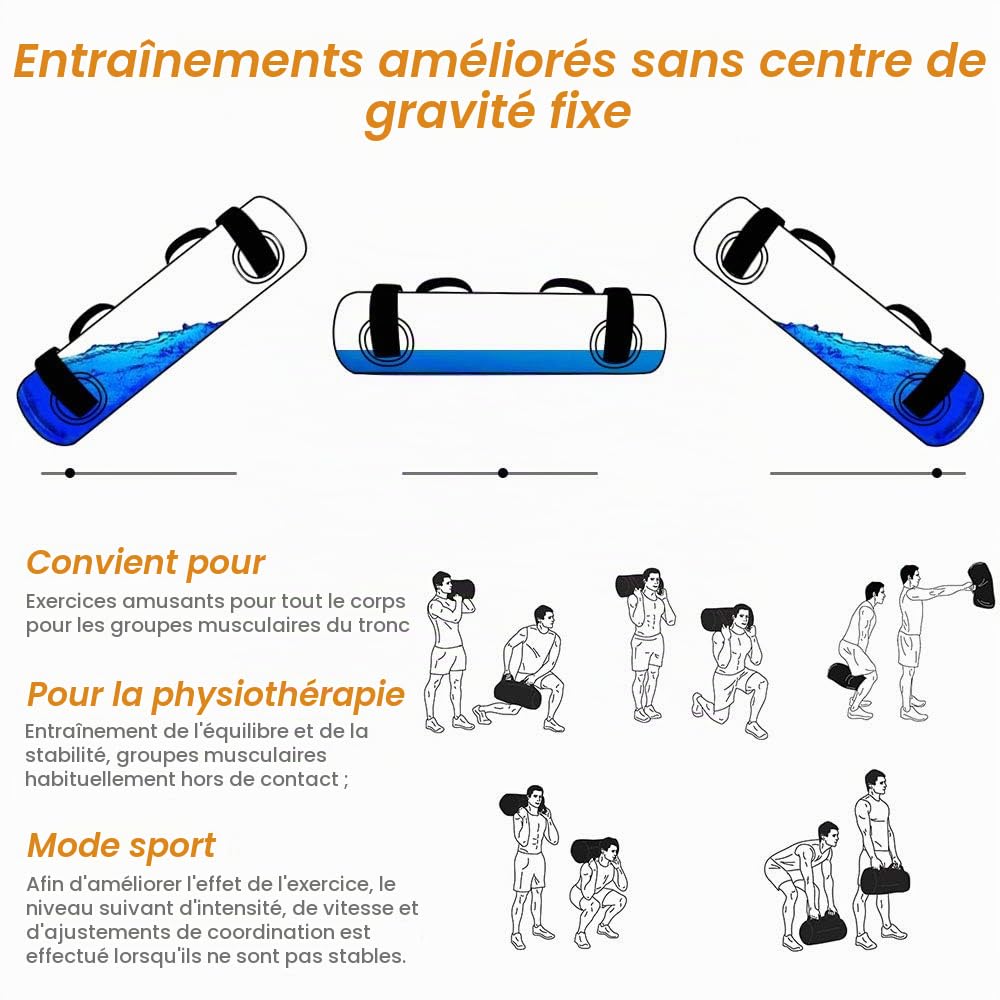flintronic Aqua Bag, Sac Eau Fitness, Sac de Sable Alternative avec Pompe À Air Sac Aqua Réglable Polyvalent Portable, Sac De Musculation Fitness Water Bag Sac À Eau De Poids Entraînement