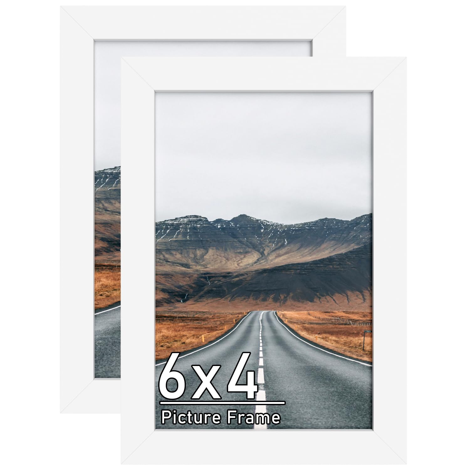 2Pack 6X4 White Wooden Picture Frame, Freestanding and Wall Mounted — image 1