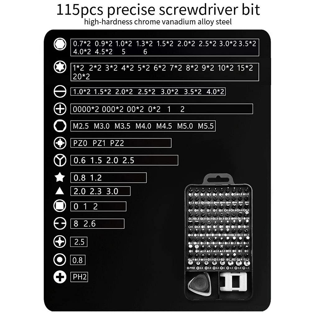 Zestaw śrubokrętów 115 w 1 Zestaw bitów do śrubokrętów Wielofunkcyjny zestaw narzędzi do precyzyjnej naprawy telefonów, komputerów, konsoli do gier, urządzeń gospodarstwa domowego