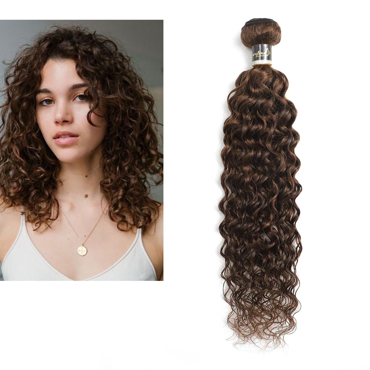 Hair Echthaar Tressen Lockig zum Einnähen Extensions Braunes Haar 4# Virgin Hair Weave Human Hair Bundles Curly 100g/pc 26inch/65cm