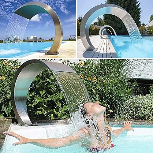 Outdoor Stainless Steel Waterfall Fountain for Garden, Patio & Pool Decoration - 80cm x 50cm Modern Water Feature for Ponds, Swimming Pools & Landscapes