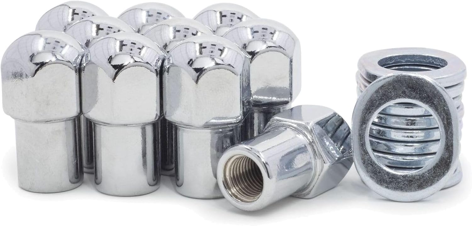 10 Lug Nuts 7/ Chrome Dome Top 75 Shank Washers Steel for Corvette 1957-1982,for Impala 1958-1970 1977-1984 13/16"-Hex/Wrench Size 0.68-Diameter