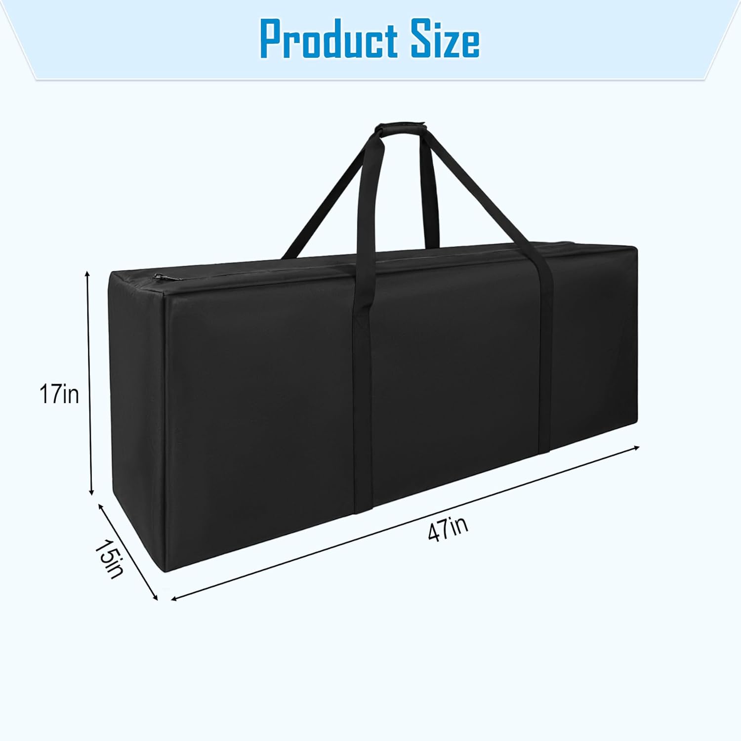Extra Large Duffle Bag for Travel - 47Inch Storage Bag with 2-way Zippers for Men, 197L Big Foldable Carry Bag for Tent Camping Weekender Bag (47" Black) - Image 6