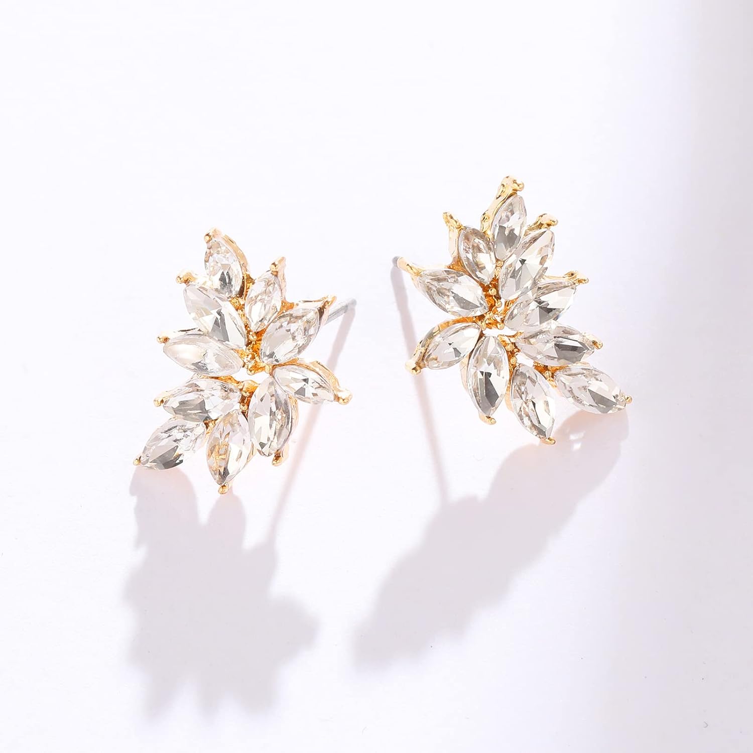 Small Rhinestone Earring Stud for Women Dainty Marquise Crystal Cluster Wedding Earring - Image 4
