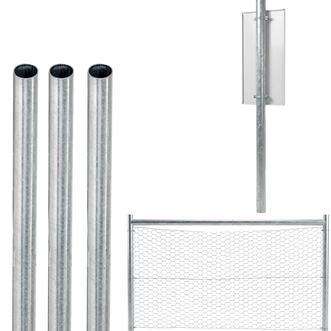 TUBO REDONDO ACERO GALVANIZADO - Sección Ø48 mm - Longitud 2000 mm - Espesor 2 mm - 3 Unidades - Acero galvanizado en caliente