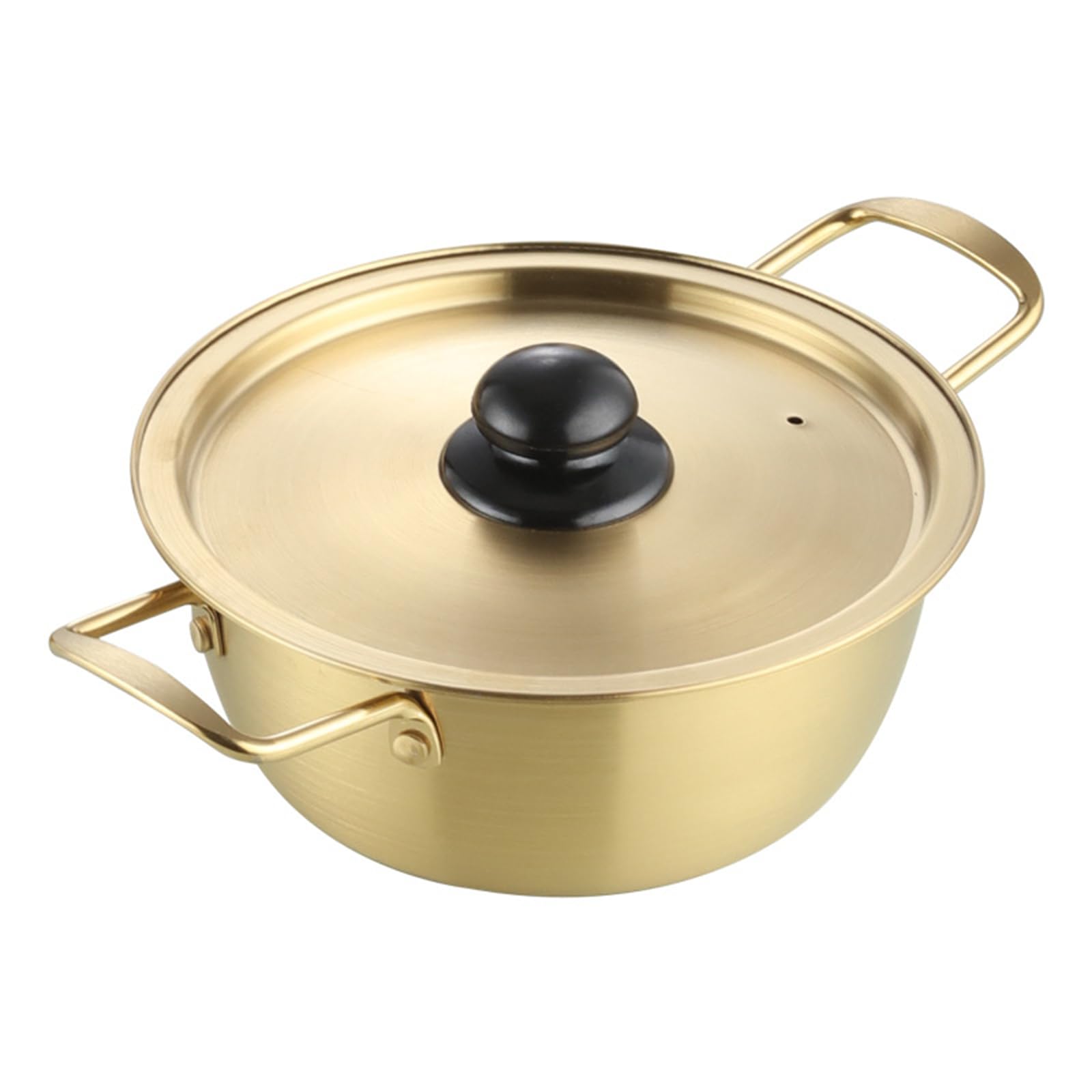 SVRITE Korean Ramen Pot Noodle Bowl Stainless Steel Saucepan with Lid and Double Handle - Multipurpose Sauce Pan Soup Cooker Pasta Pot Fast Heating for Kitchen Cookware, 4 Sizes (18CM,Gold)