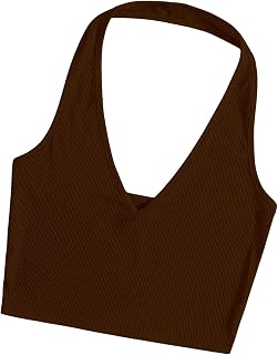 Aahwan Solid Fitted V-Notch Halter Neckline Crop Top for Women's & Girl's Price In India