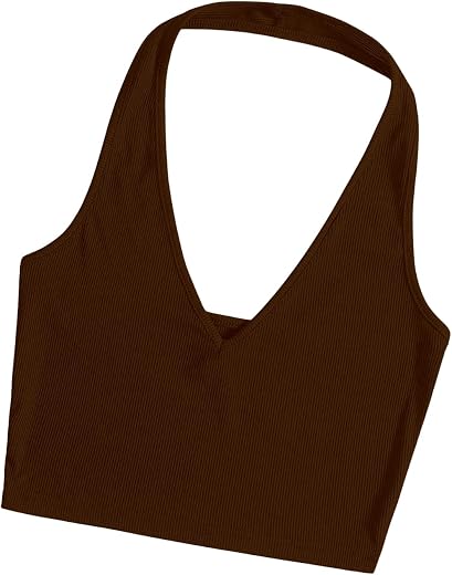 Aahwan Solid Fitted V-Notch Halter Neckline Crop Top for Women's &amp; Girl's