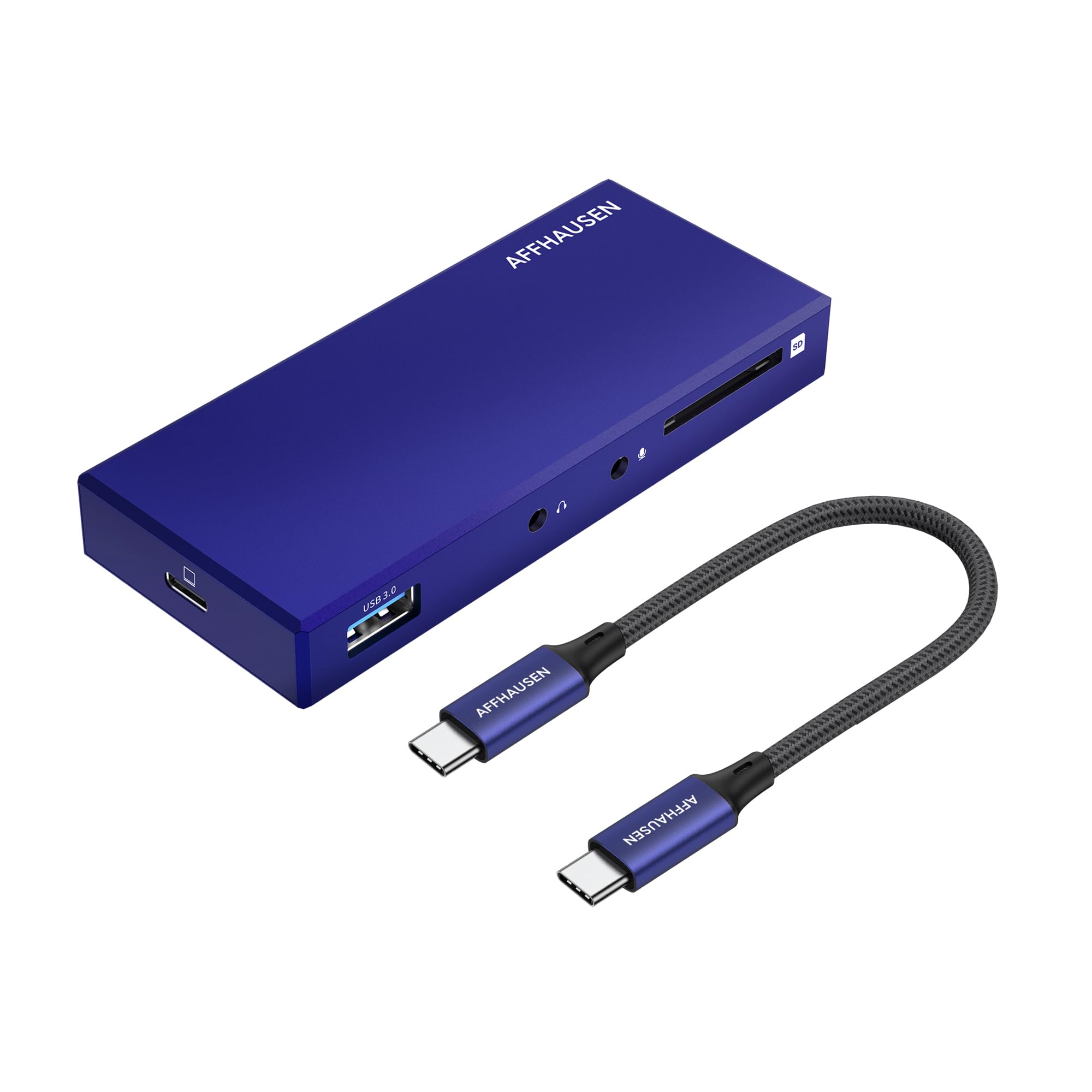 AFFHAUSEN HC01 USB C Hub 7 Multi-Port Adapter, 4K HDMI, Audio Out, Mic in, Gigabit Ethernet, USB-A, SD Card Reader, USB-C 100W PD. for MacBook Pro, Windows, XPS, Lenovo, iPad Pro, More.