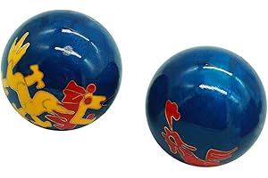 BRABUD Chinese Baoding Balls Stress Balls with Blue Dragon & Phoenix Carvings