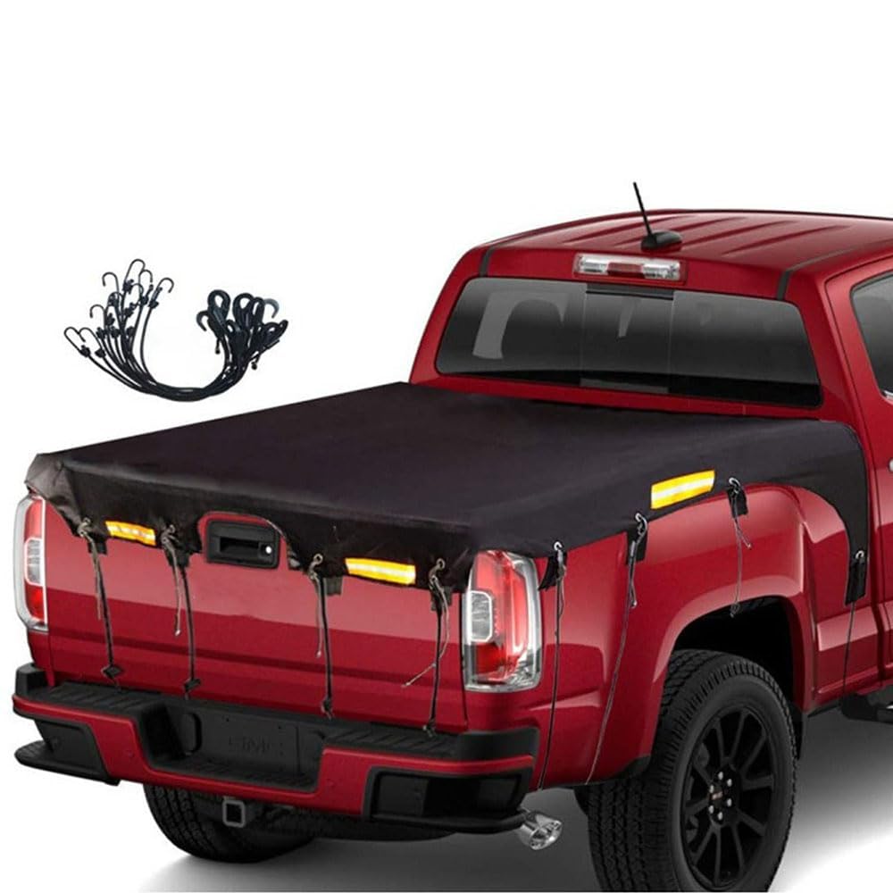 KCDRVUP Truck Bed Cover for Ford F150 XL/Lariat/King Ranch/Raptor 2017-2020 Pick-up High Visibility Reflective Tapes Windproof Cargo Fastener Set,normal-A L177*w185