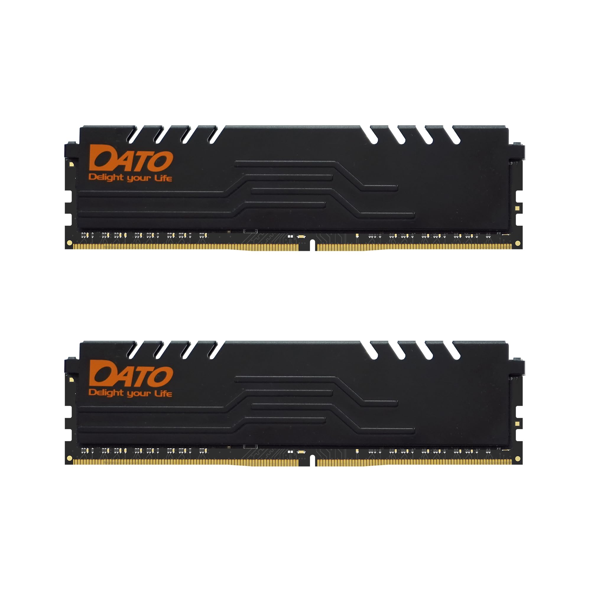 DATO 32Go Kit (2x16Go) RAM DDR4 Jusqu’à 3200 MHz avec dissipateur Thermique, PC4-25600 CL16 1.35V XMP, 288 Broches, Non-ECC UDIMM, Mémoire de Jeu pour Ordinateur de Bureau, Extreme Noir