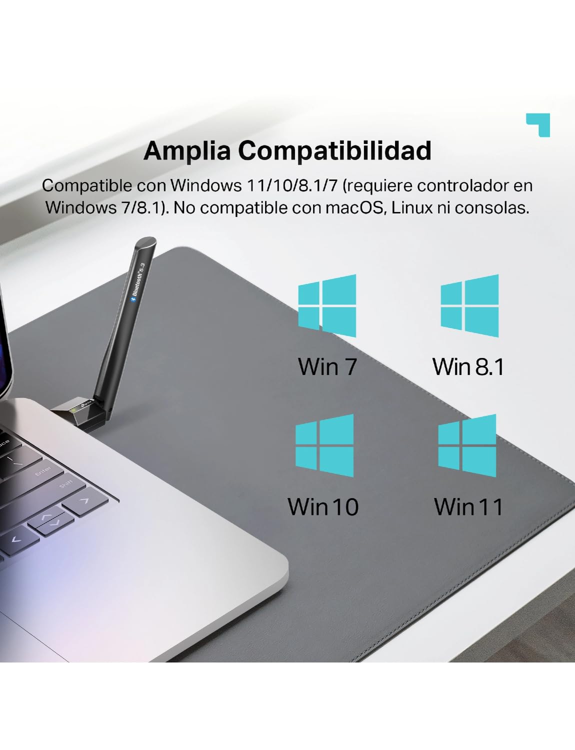 TP-Link UB500 Plus Adaptador USB Bluetooth 5.3 (EDR & BLE), Conexión Estable y de Largo Alcance, Compatible con Win 11/10/8.1/7, Plug & Play para computadora, portátil, Mouse, Teclado y Altavoz