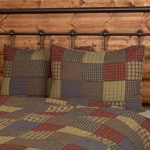 VHC Brands Rustic Bedding Ridge Cotton Patchwork Sham, Cedar Green…