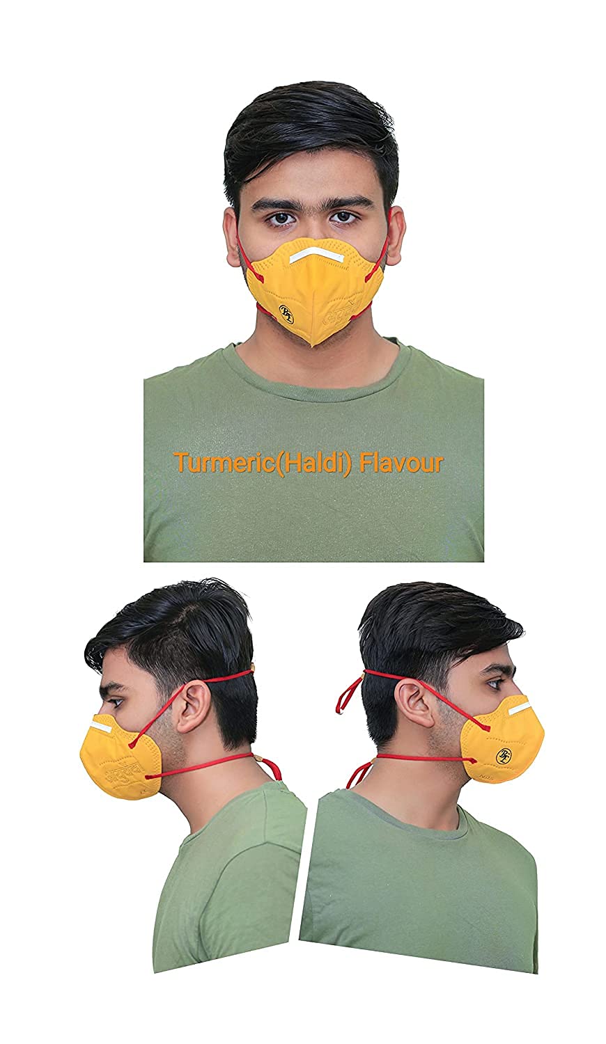Delcy n95 mask washable and reusable Ayuvedic Turmeric High Filtration Capacity 6 Layered Head Loop Mask, CE & FDA Approved, Anti Pollution Mask