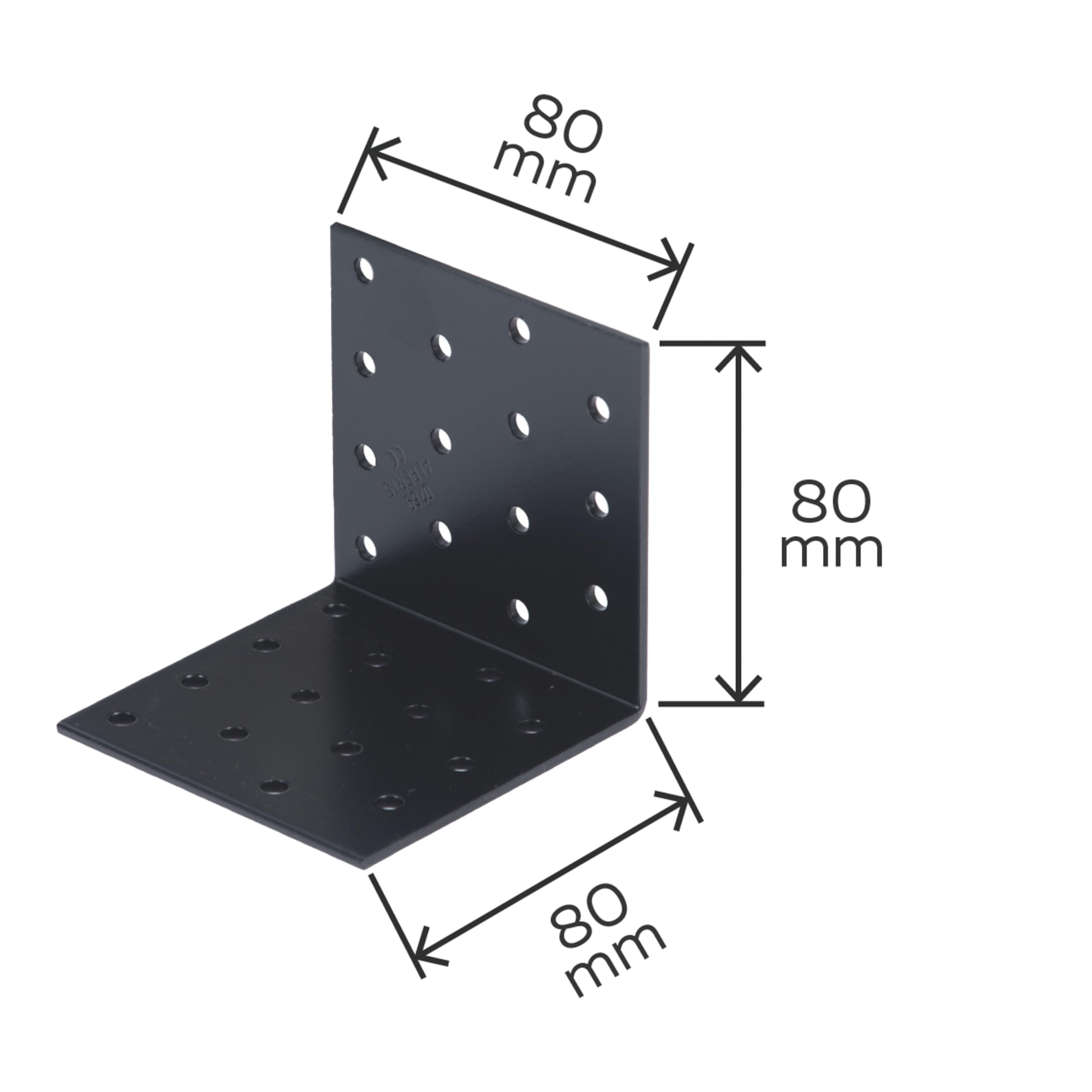 Alberts 824907 Lochplattenwinkel - schwarz - kunststoffbeschichtet - 80 x 80 x 80 x 2,5 mm | 25er Set