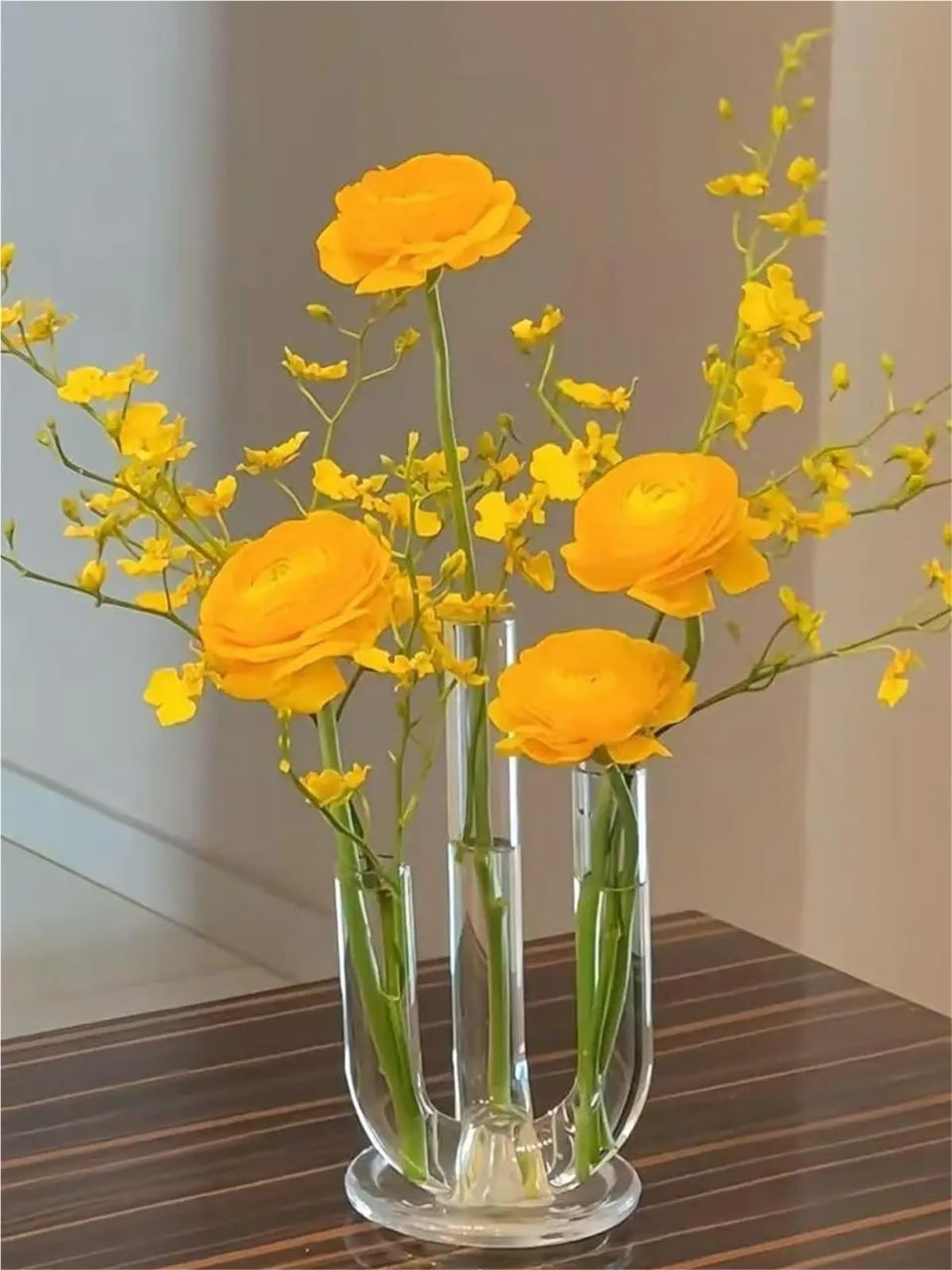 Vase Hydroponique Verre Vase à Fleurs en Verre Artistique, Tuyau courbé, récipient de hydroponique Petit diamètre, Accessoires décoration Simples for Salon(4-Section Elbow Vase)