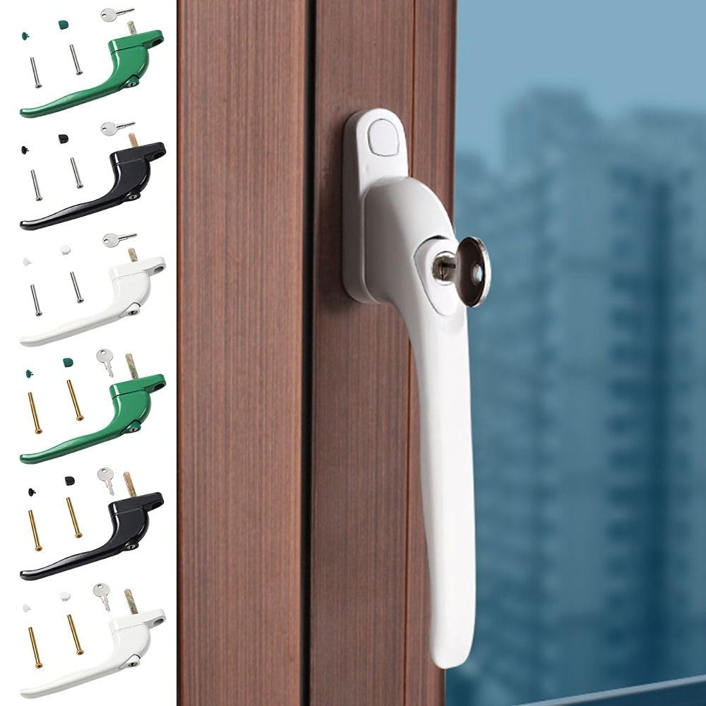 PoignéE De Fenetre à Clé L'alliage d'aluminium fermant à Clef Le loquet de Double vitrage verrouille la poignée de fenêtre de poignées de Porte Poignee Fenetre PVC(White,21mm)