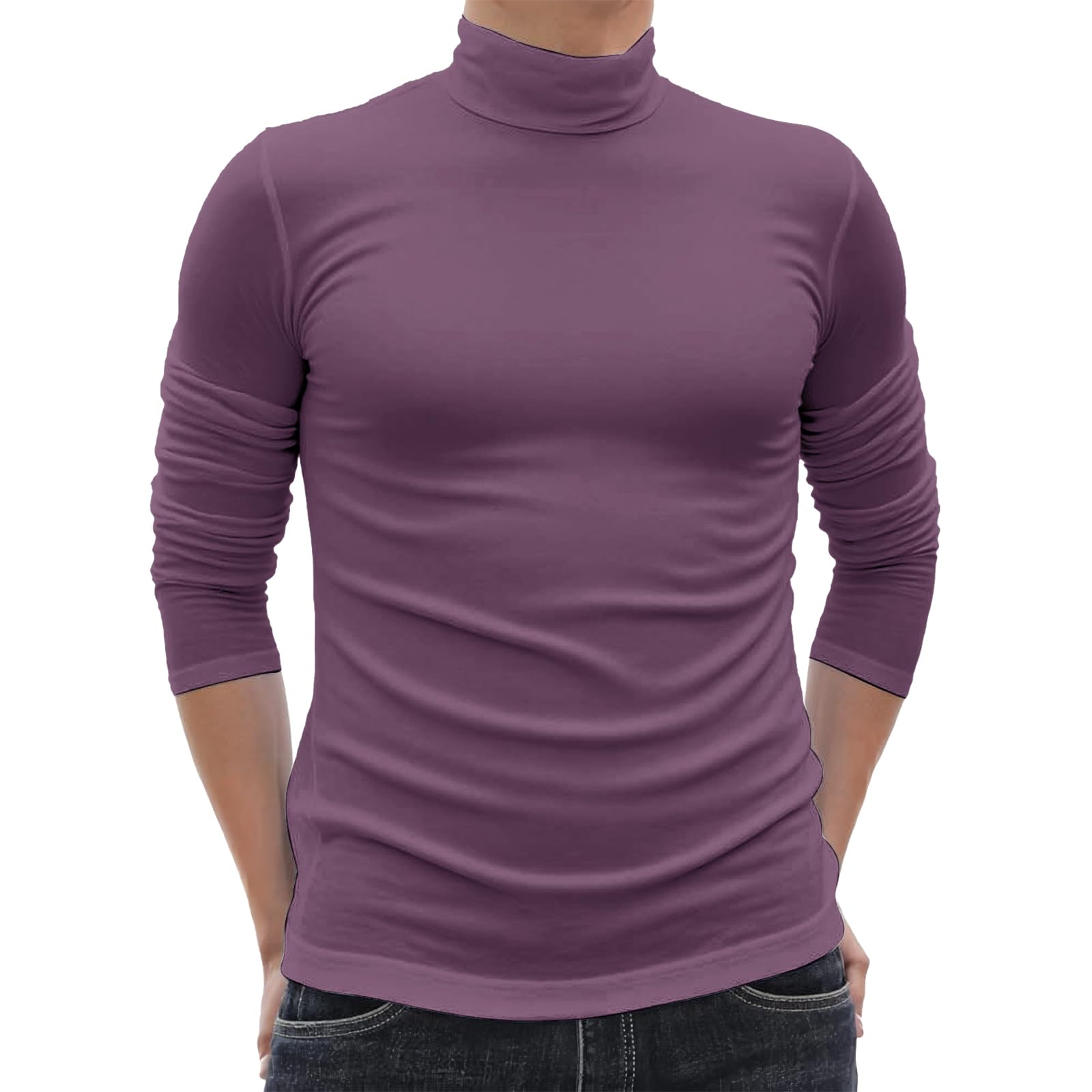 Turtleneck Men Casual Long Sleeve Turtle Neck Compression Shirt