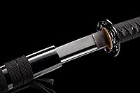 Vista 5 de Espada Katana Tradicional Forjada a Mano con Templado de Calor/Arcilla Verdaderas Katanas de Acero al Carbono 1060/1095 T10, Afilar, Espiga