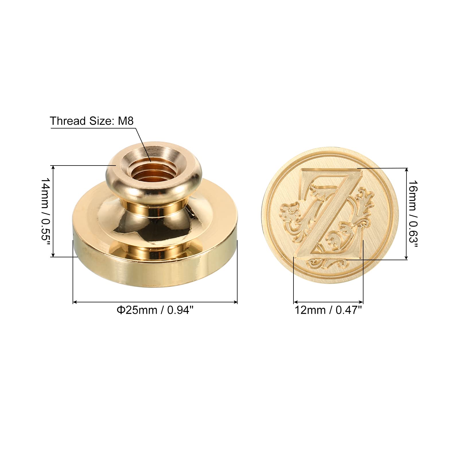 PATIKIL Alphabet Z Wax Seal Stamp, Initial Letter Sealing Wax Stamp Classic Retro Brass Head for Envelope Invitation Cards - Image 2
