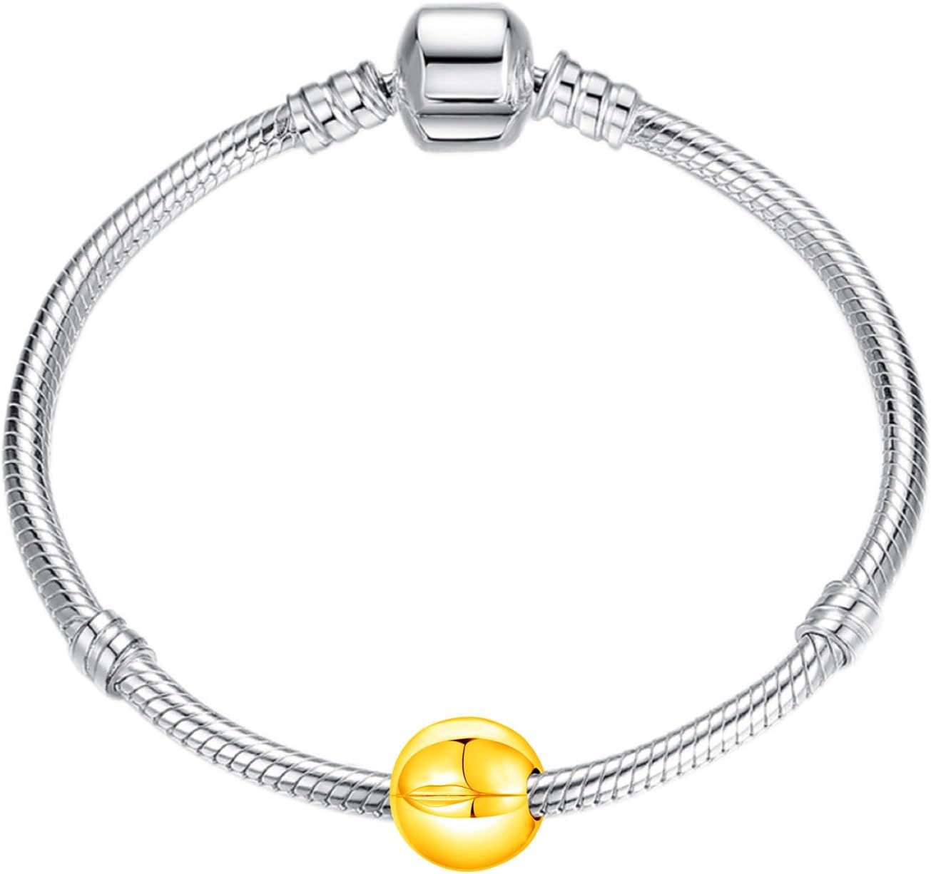 Clip 925 Sterling Silver Lock Stopper Spacer Charm for Pandora Charms Bracelet (Gold Plated) - Image 5