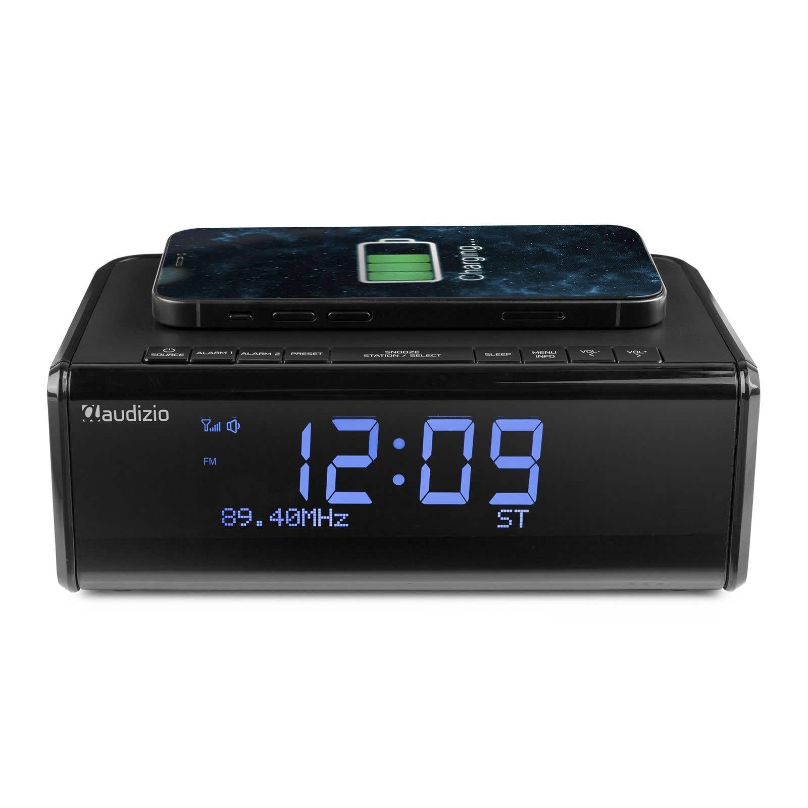 Audizio Cuneo Radio Dab+ con Bluetooth con Carga inalámbrica, función Despertador, Altavoz Integrado, Estaciones preajustables, Ideal para Escuchar Tus radios favoritas en Todas Partes - Color Negro