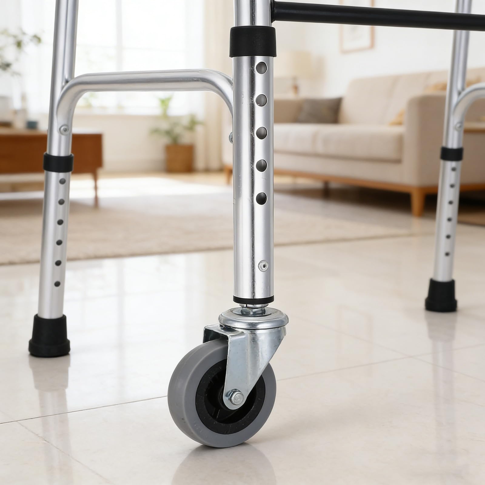 1 paio di ruote per accessori per deambulatore, piedini di ricambio, pneumatici per deambulatore, piedini girevoli facili da installare per accessori per ausili alla mobilità per anziani