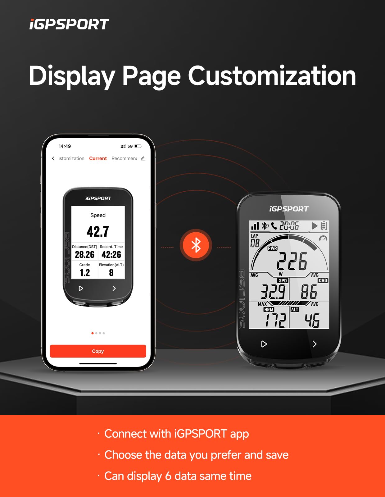 iGPSPORT BSC100S GPS Bicicleta, Ciclocomputador Pantalla de 2,6 Pulgadas, hasta 40 Horas de Autonomía, Conexión Ant+ / BLE 5.0, Impermeable IPX7