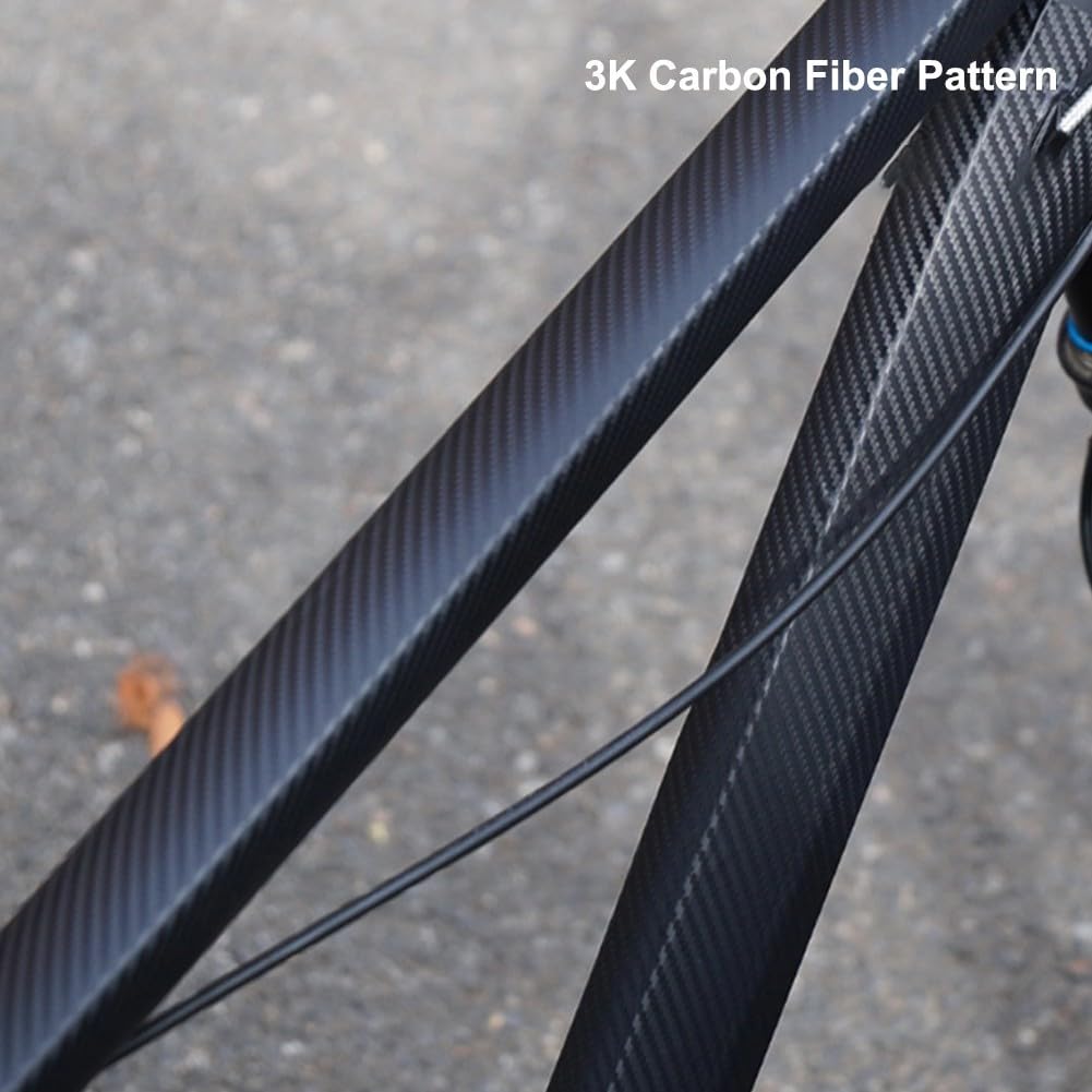 Fahrrad-Aufkleber, 300 cm Fahrradrahmen-Schutzband, Kohlefaser-Muster, PVC- und PMMA-Kratzlackschutzfolie (halbtransparent 3K)