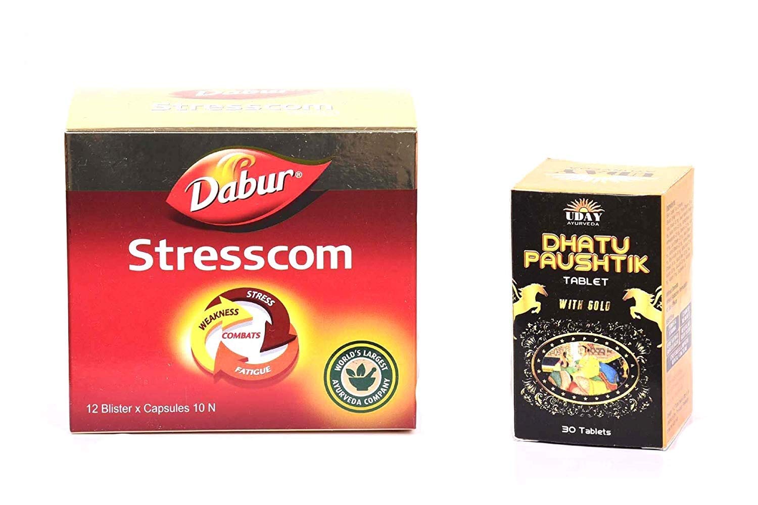 DABUR Stresscom Ashwagandha 12 strips *10 capsules with Dhatu Paushtik 30 tablets (B07P7XN7MP) Amazon Price History, Amazon Price Tracker