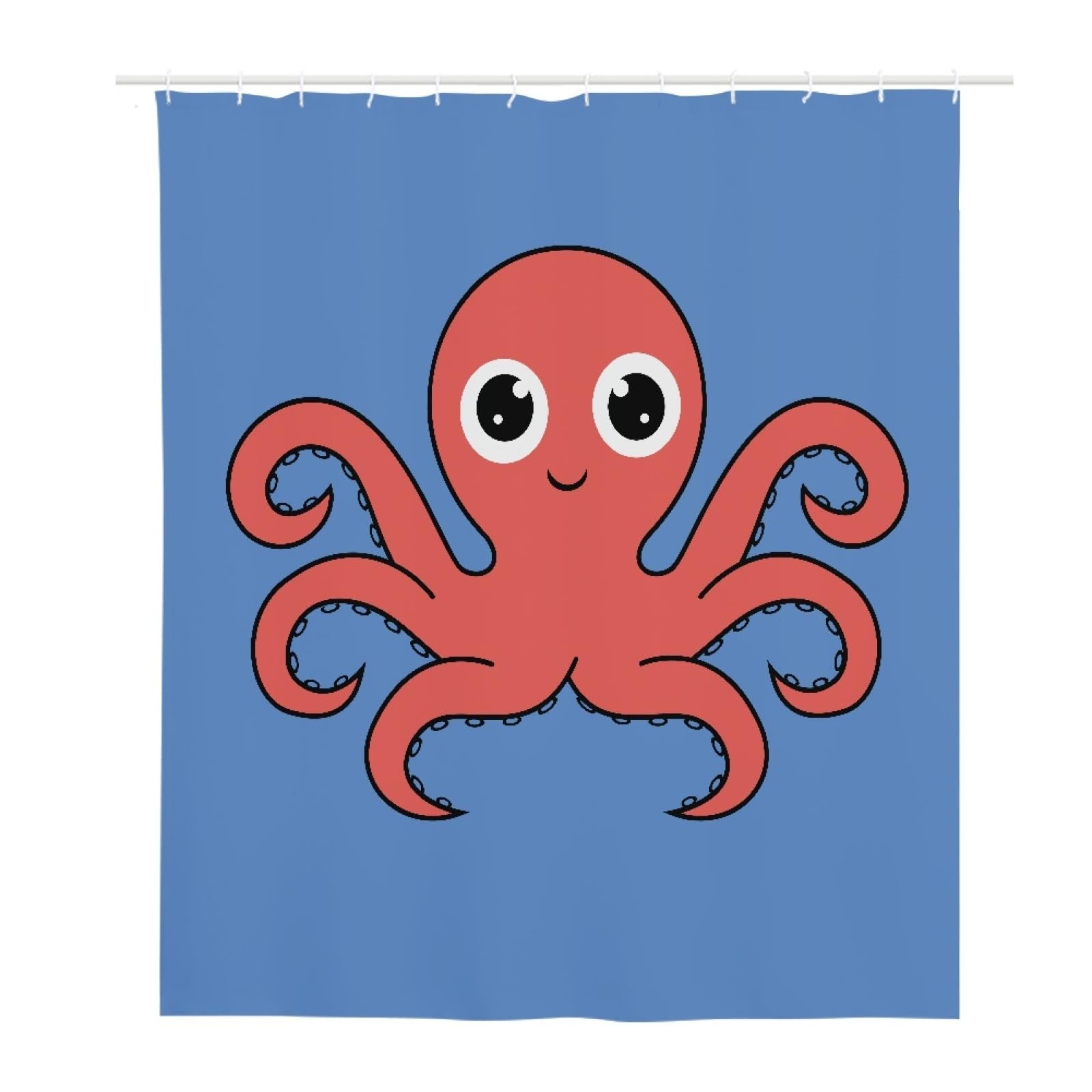 Rideau de douche hôtel 180x220 cm poulpe orange pour baignoire chic