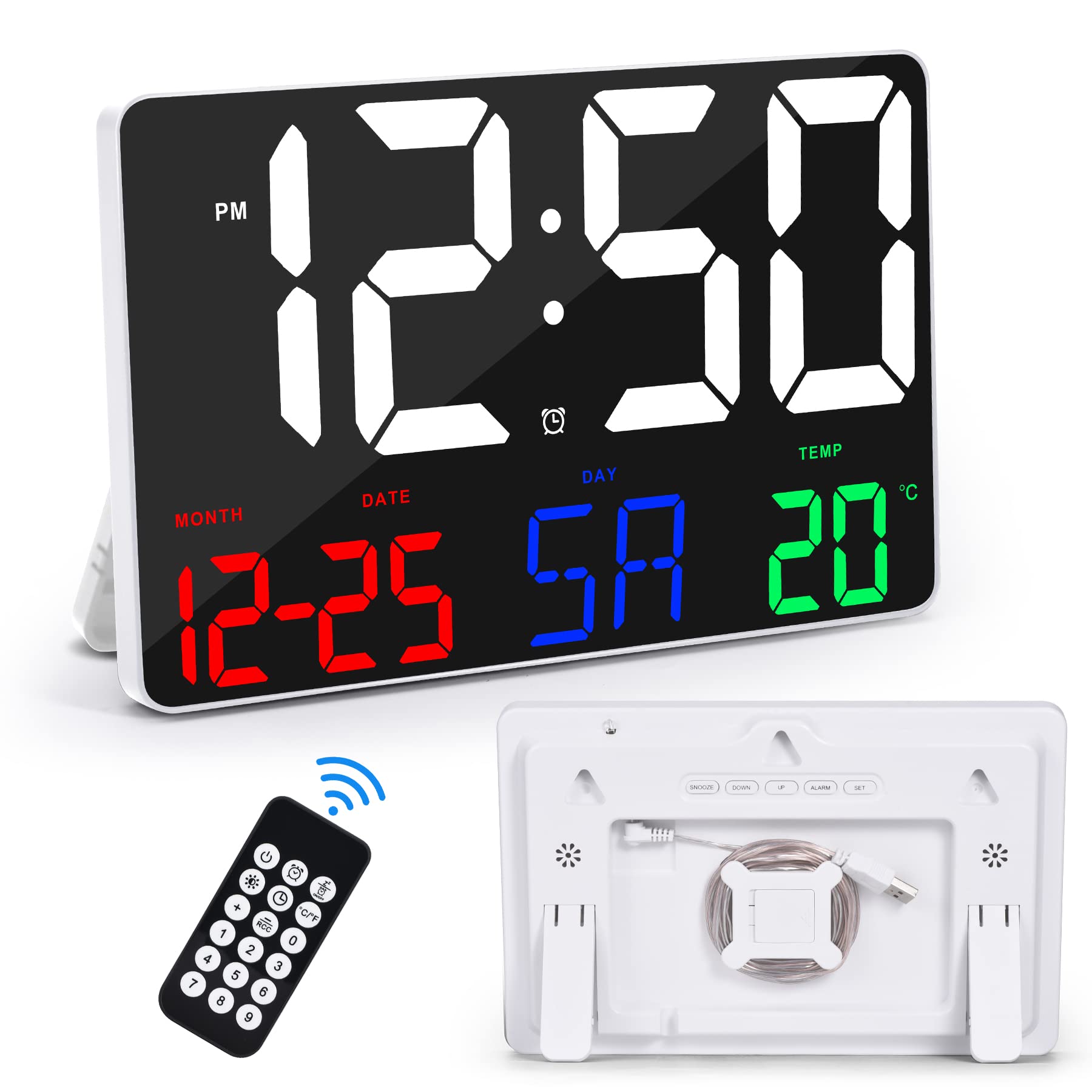 Buy Large Digital Wall Clock, 11.5" Digital Wall Clock LED Large Display with Remote Control