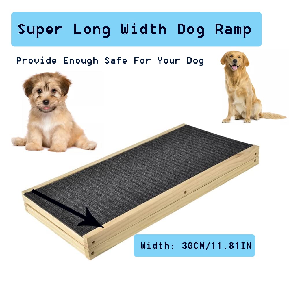 Folding Dog Pet Ladder Vehicle Ramp W/Anti-slip Carpet, Solid Wooden Pet Ramp For Medium/Large Dog, Lightweight Portable Dog Ramp For Cars Sofa Bed, Adjustable For 4 Heights, 100CM Length - View #12