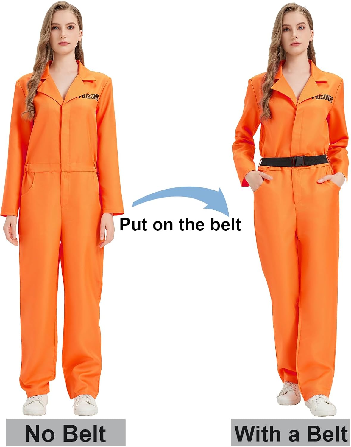 Prisoner Jumpsuit Orange Prison Inmate Costume Jail Criminal Cosplay Outfit for Men Halloween - Image 3
