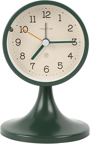 Reloj despertador redondo de 3 pulgadas, analógico, silencioso, sin tictac, reloj de escritorio para dormitorio