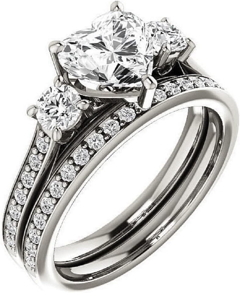 2-3CT Moissanite Handmade Wedding Ring Set for Women Solitaire Three Stone Anniversary Ring, 925 Silver, 10K/14K/18K Solid Gold