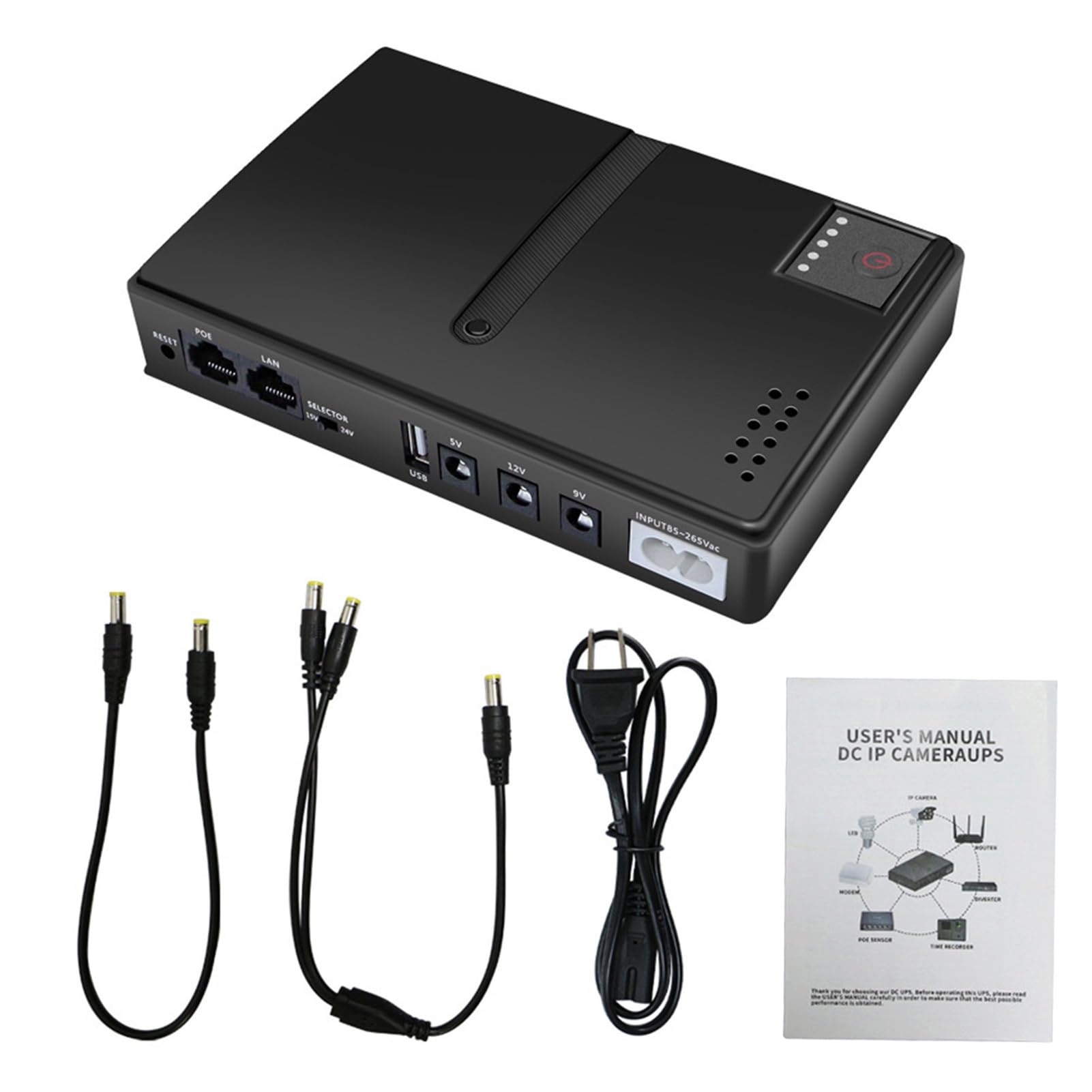 Mini UPS batería de reserva fuente de alimentación ininterrumpida 15V 24V POE 5V 9V 12V USB 18W Salida DC para cámara Router (enchufe de EE. UU.) 2