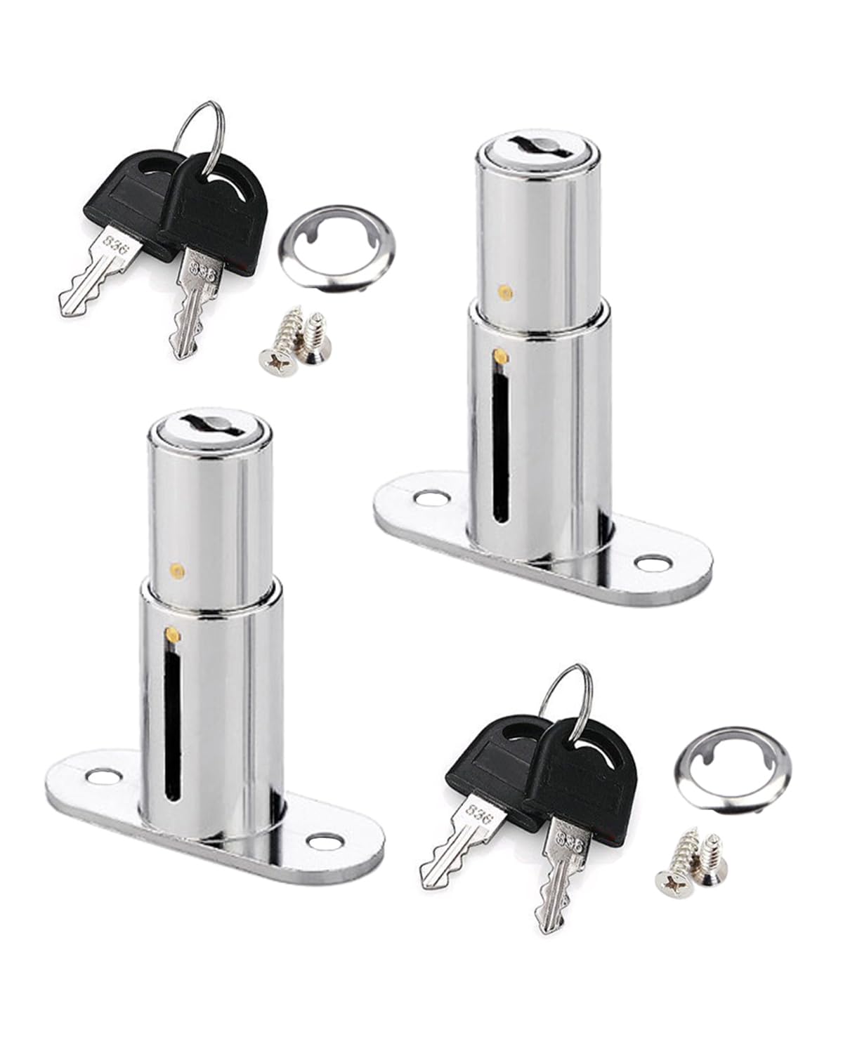 WANLIAN Schiebetür schloss,Möbelschloß Schrankschloss(32MM,2 PCS) | Zylinder-Möbelschloss Druckverschluss für Schublade,mit Schlüssel Set